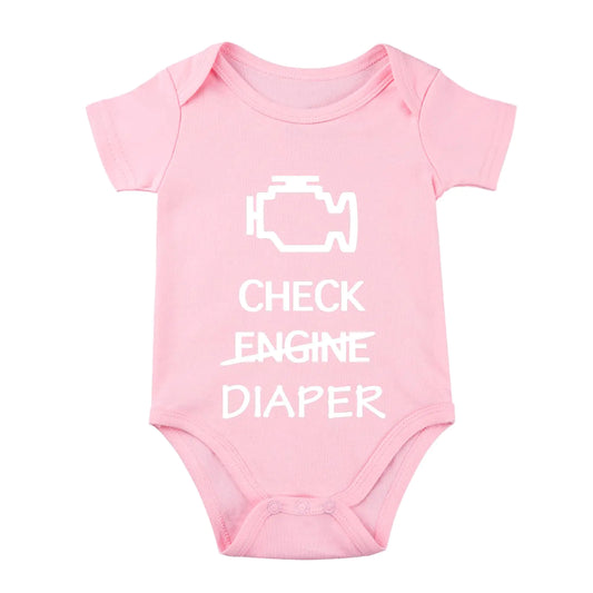 Check Engine Diaper Baby Bodysuit Baby Mechanic Outfit f1 Baby Clothes Baby Race Car Outfit Funny Baby Bodysuit 6M