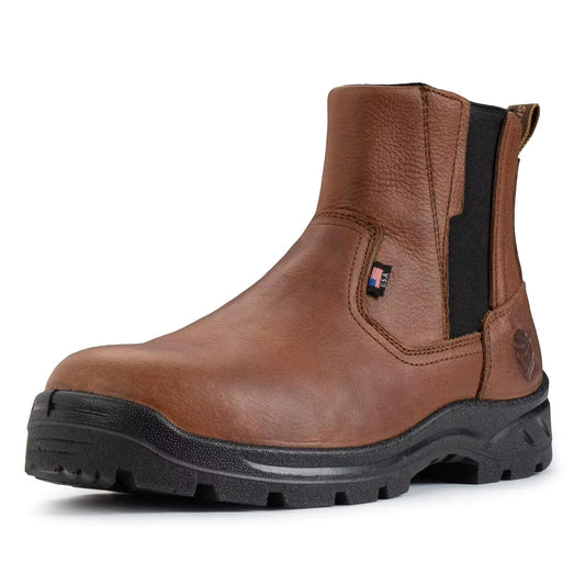 SUREWAY Mens Slip On Work Boots for Men-Soft ToeChelsea Fire Station Mechanic Romeo Industrial Construction Work Boots/ShoesUpgraded Slip/Water ResistantComfortableEH Safety