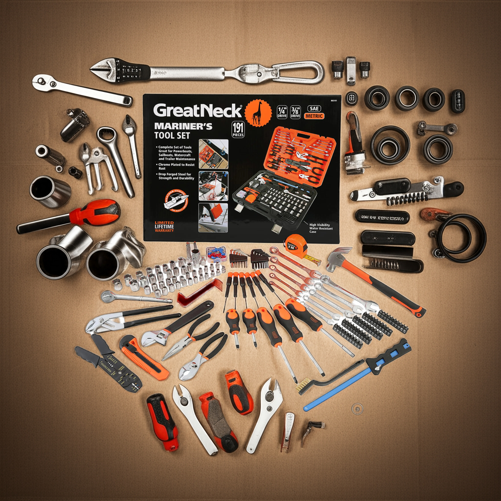 GreatNeck MS191 191-Piece Tool Kit Boat Accessories Marine Tools Set Rust Resistant Hand Tools Water Resistant Storage Case