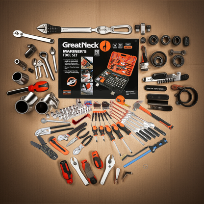 GreatNeck MS191 191-Piece Tool Kit Boat Accessories Marine Tools Set Rust Resistant Hand Tools Water Resistant Storage Case